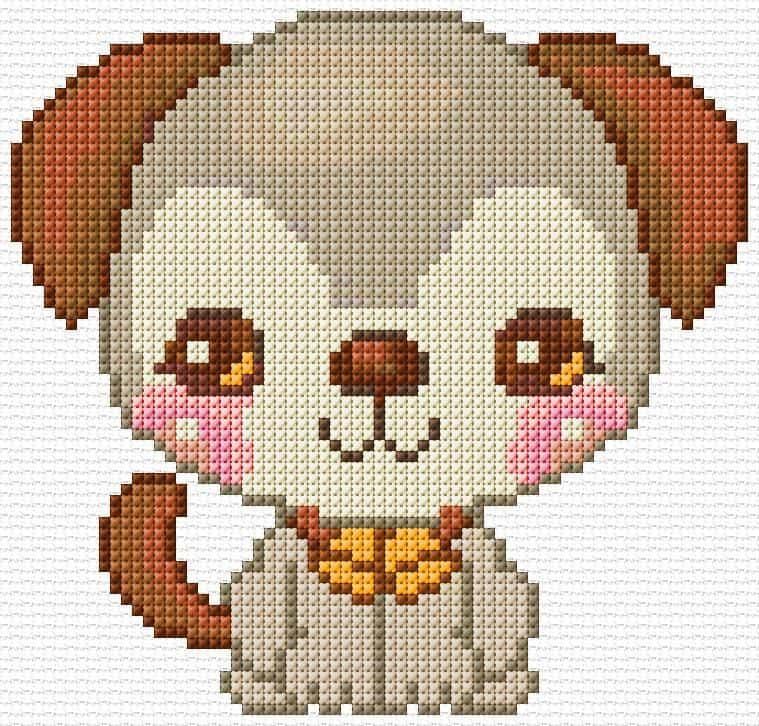 Coloriage Chiot pixelisé à imprimer et colorier