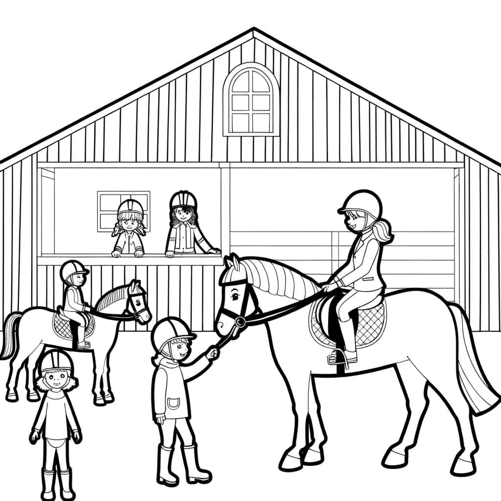 Coloriage Centre équestre à imprimer et colorier