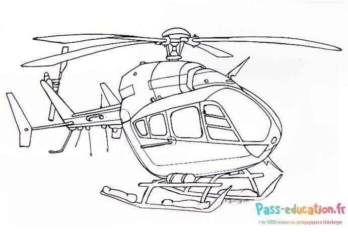 Coloriage Hélicoptère en vol à imprimer et colorier
