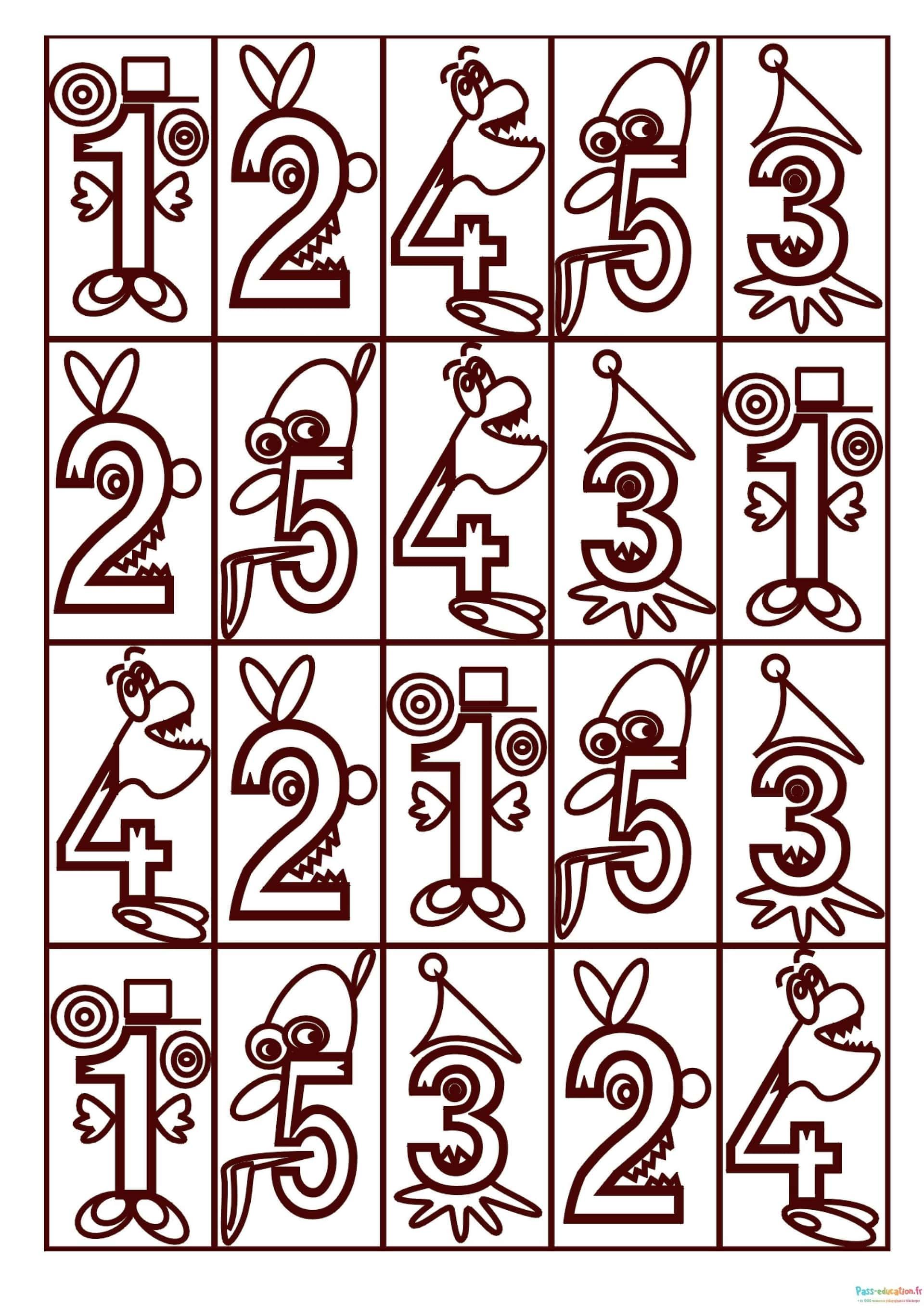 Coloriage Chiffres animés à imprimer et colorier
