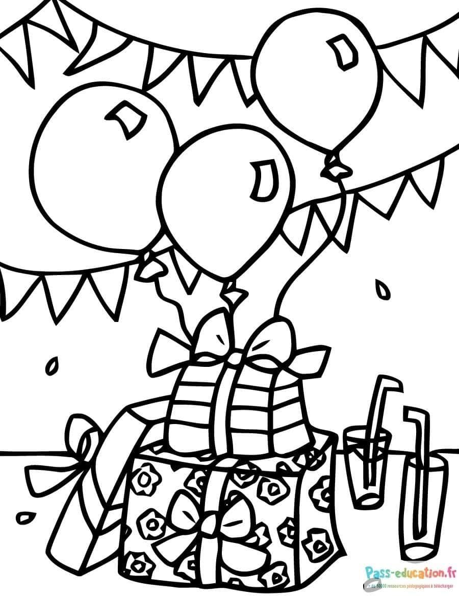 Coloriage Fête d'anniversaire à imprimer et colorier