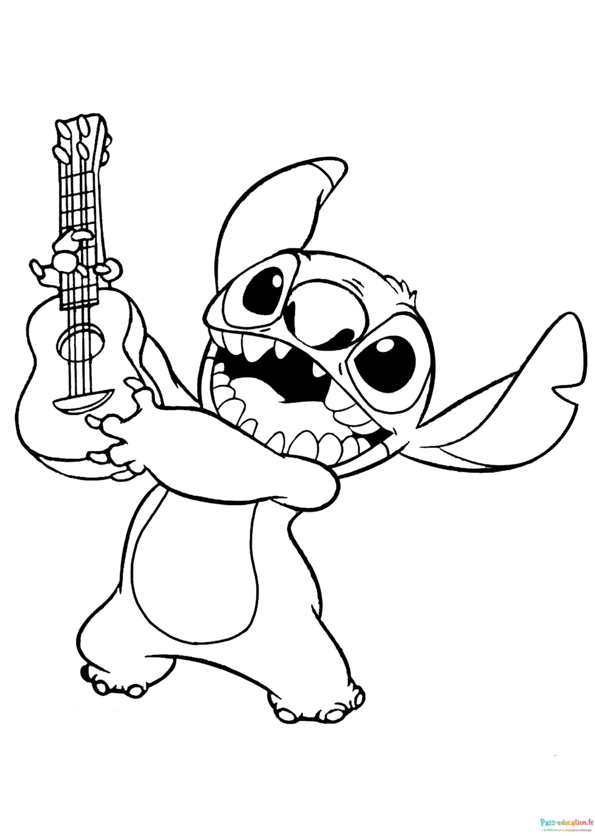 Coloriage Stitch musicien à imprimer et colorier