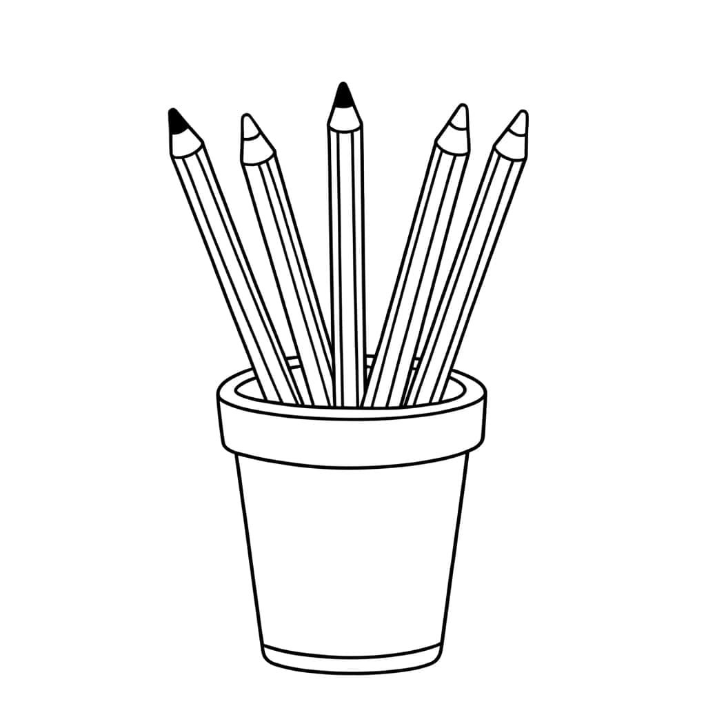 Coloriage Pot à crayons à imprimer et colorier