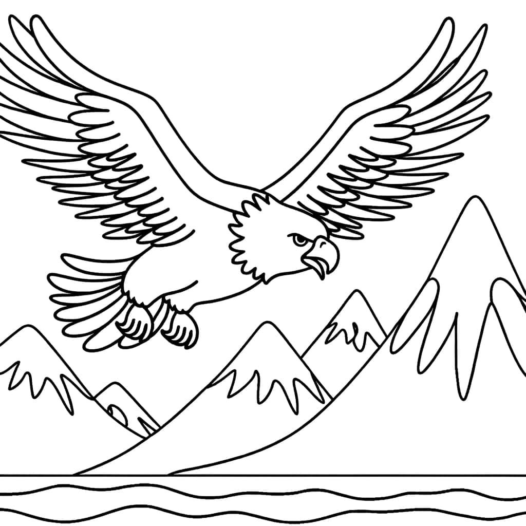 Coloriage Aigle en vol à imprimer et colorier
