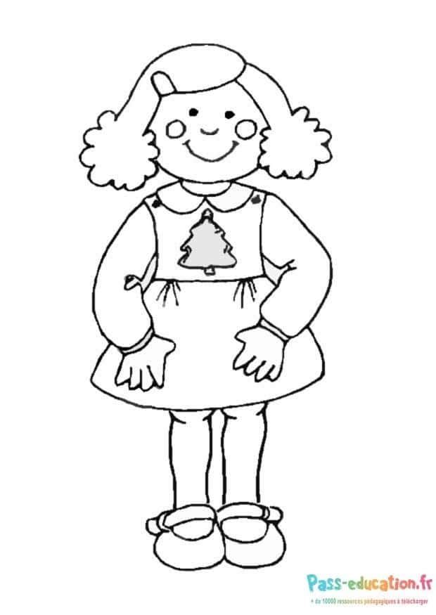 Coloriage Petite fille souriante à imprimer et colorier
