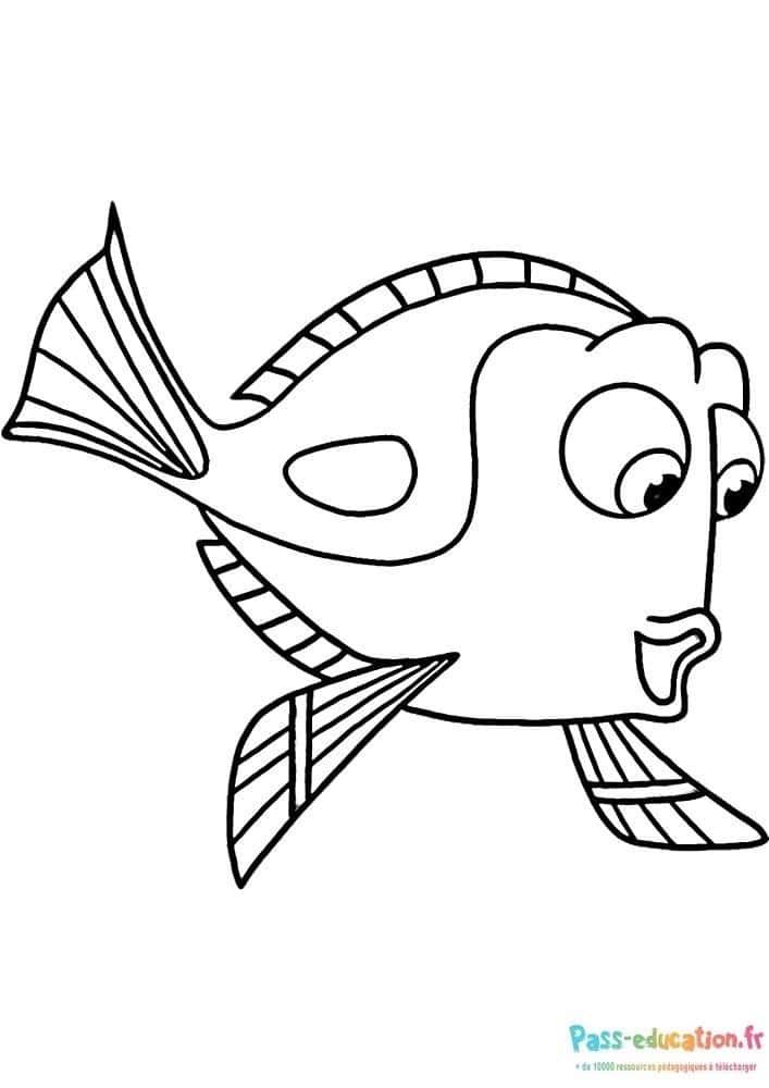 Coloriage Poisson souriant à imprimer et colorier