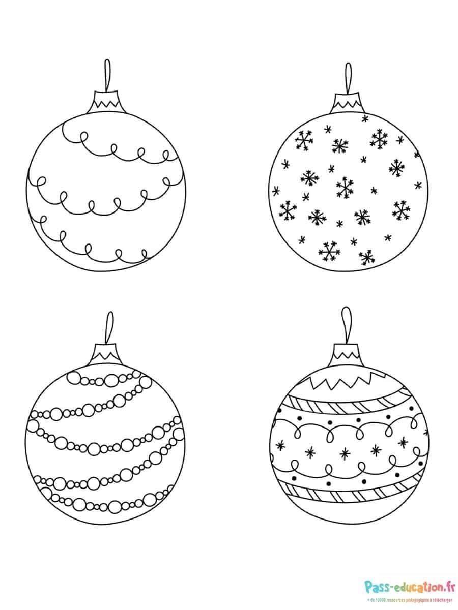 Coloriage Boules de Noël à imprimer et colorier