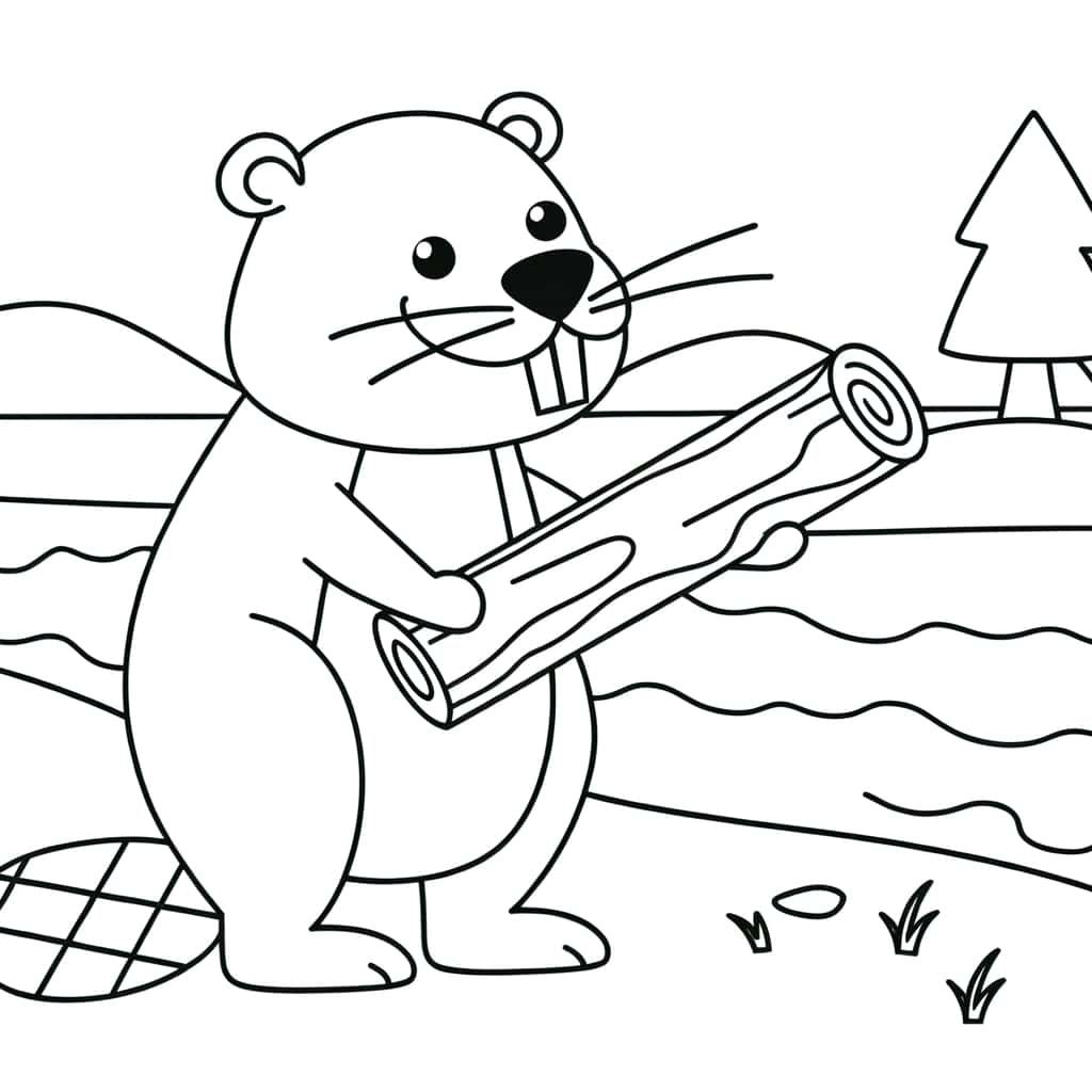 Coloriage Castor gourmand à imprimer et colorier