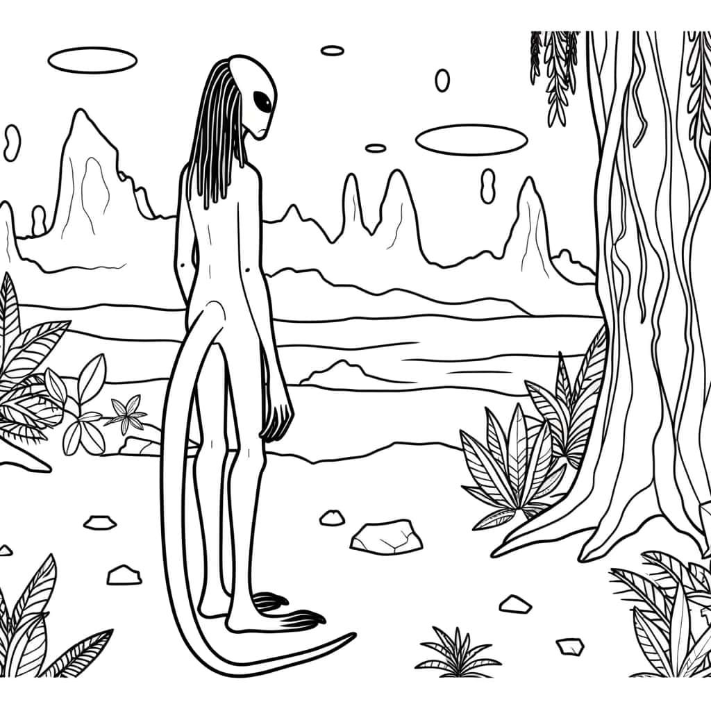 Coloriage Avatar sur Pandora à imprimer et colorier