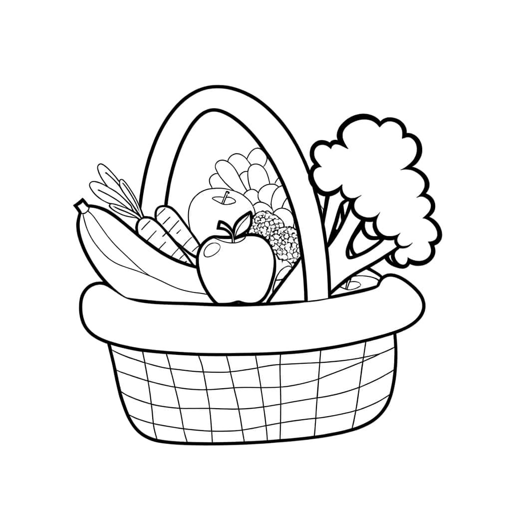 Coloriage Panier de légumes à imprimer et colorier