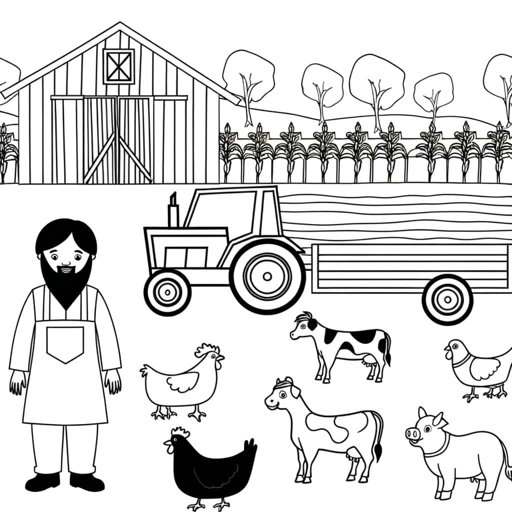 Coloriage Ferme joyeuse à imprimer et colorier