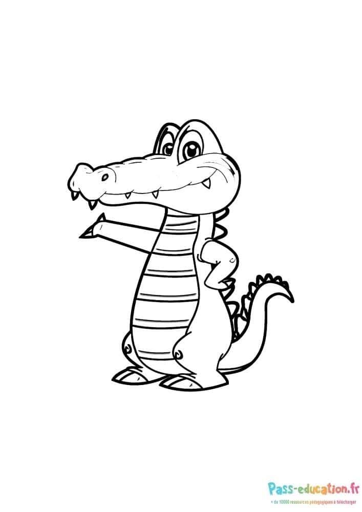 Coloriage Crocodile rayé à imprimer et colorier