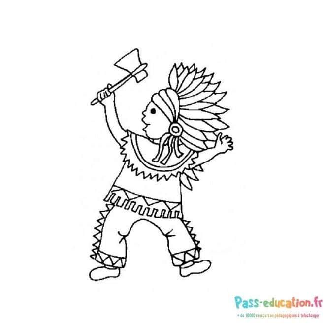 Coloriage Guerrier amérindien à imprimer et colorier