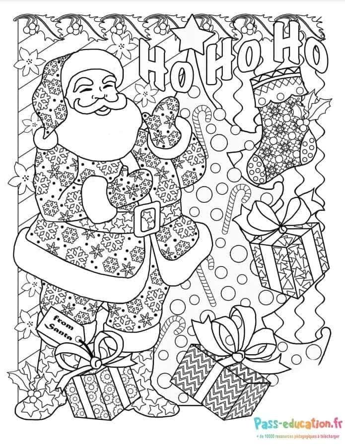 Coloriage Père Noël joyeux à imprimer et colorier
