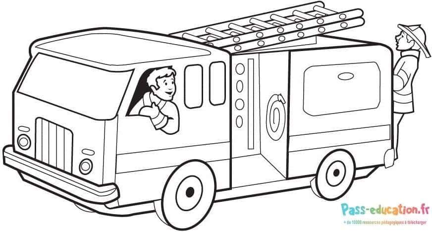 Coloriage Camion de pompier à imprimer et colorier