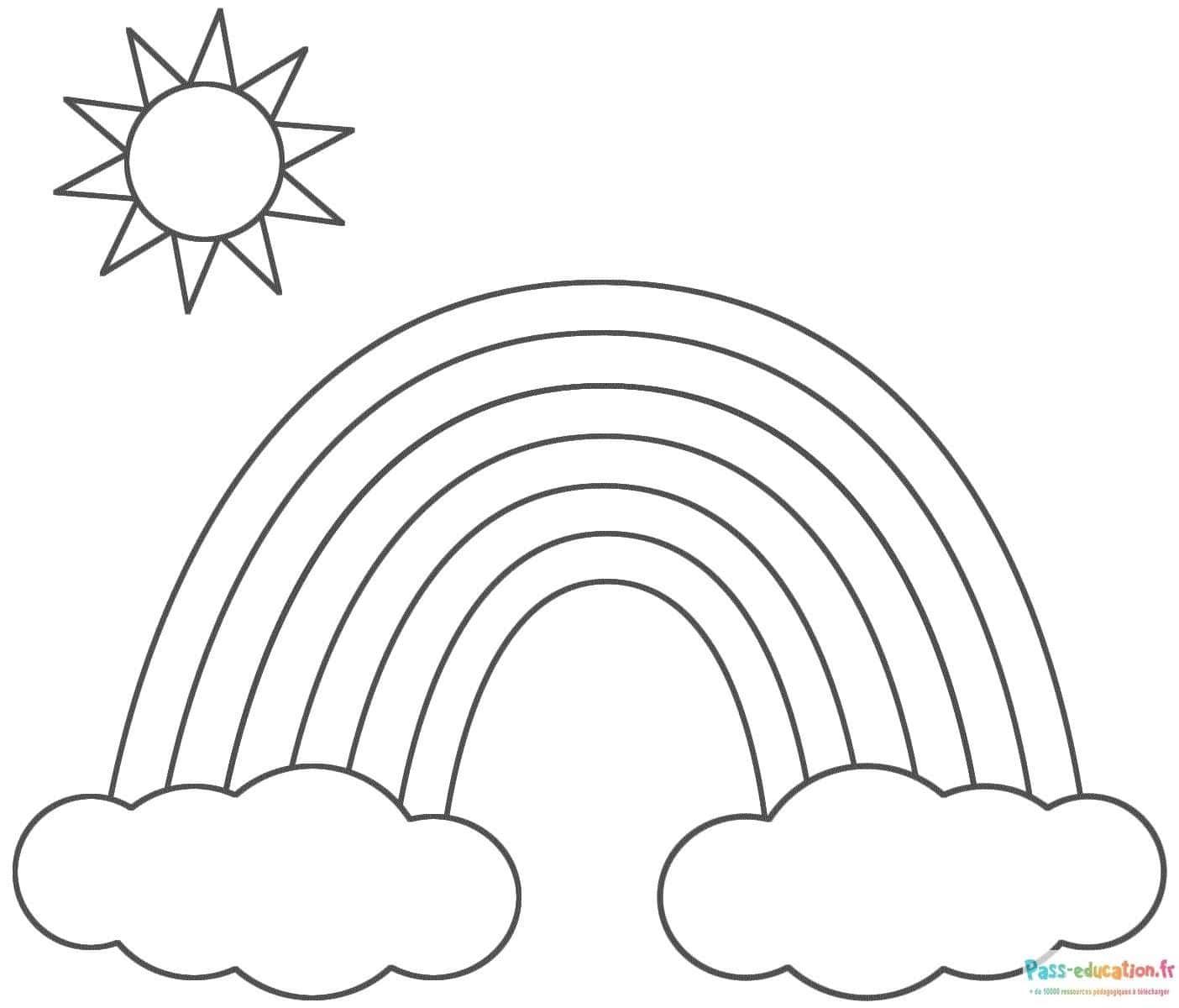 Coloriage Arc-en-ciel et soleil à imprimer et colorier