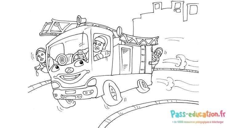 Coloriage Camion de pompier à imprimer et colorier