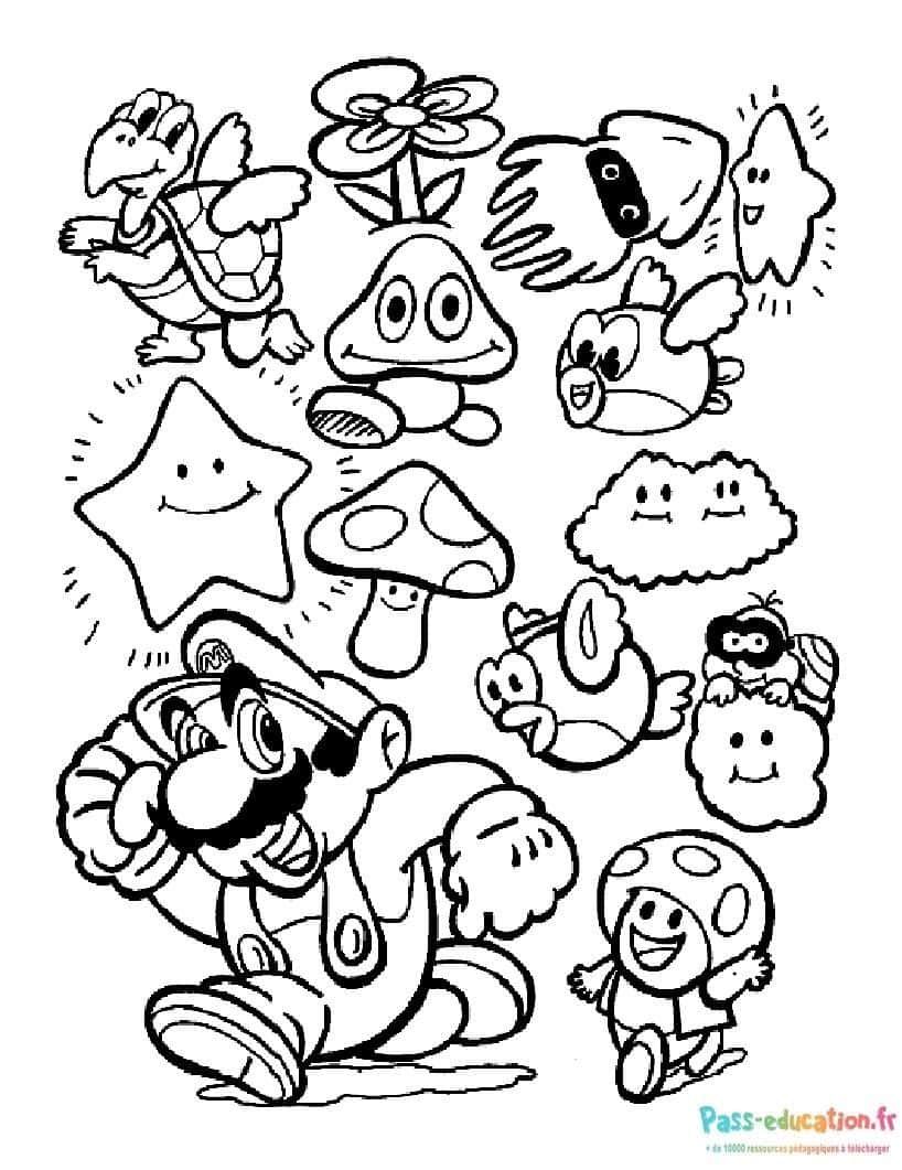 Coloriage Aventure de Mario à imprimer et colorier