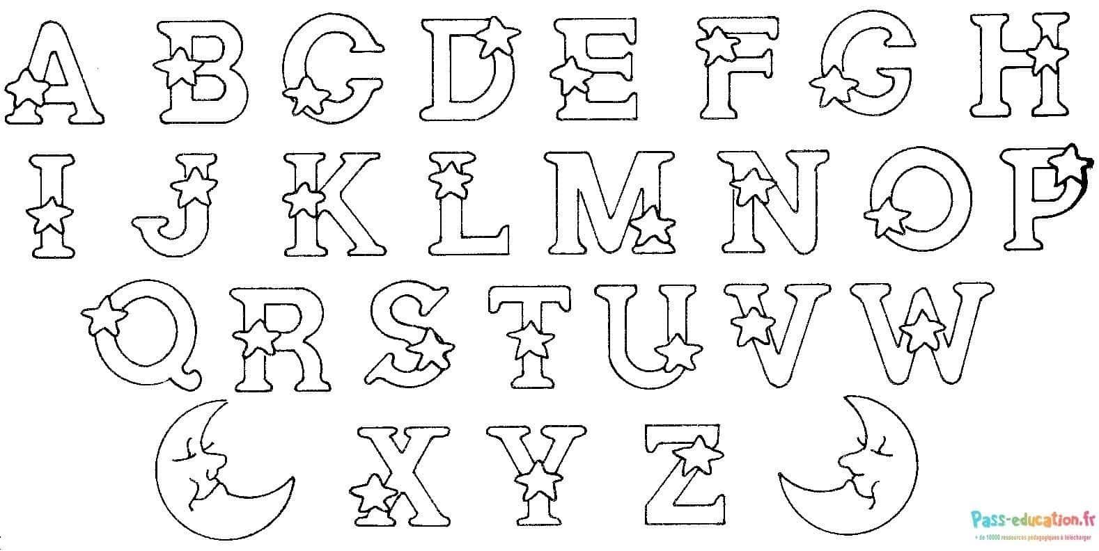 Coloriage Alphabet étoilé à imprimer et colorier