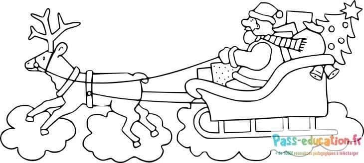 Coloriage Traineau Père Noël à imprimer et colorier