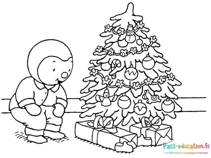 Coloriage T'choupi Noël à imprimer et colorier