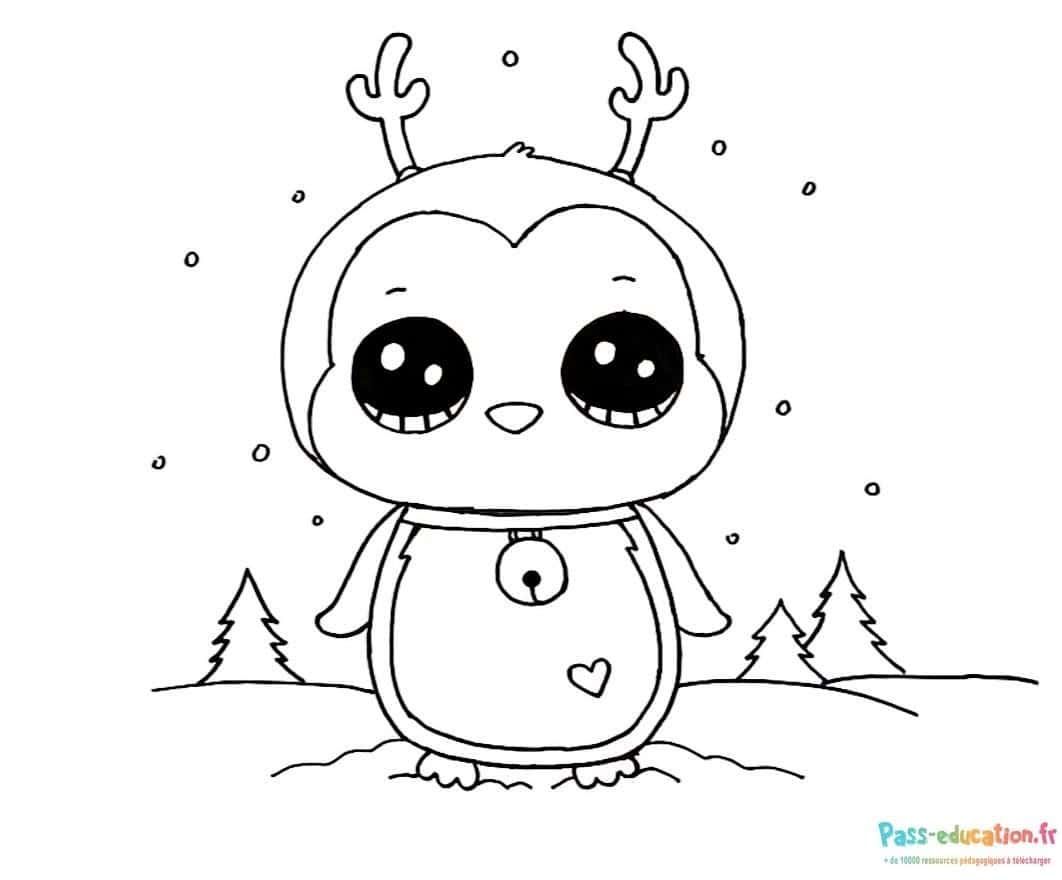 Coloriage Pingouin festif à imprimer et colorier