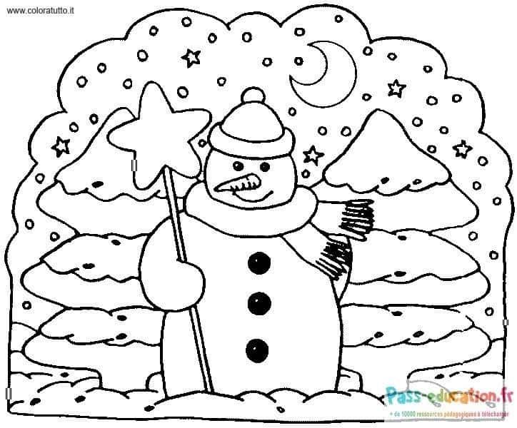 Coloriage Bonhomme de neige à imprimer et colorier