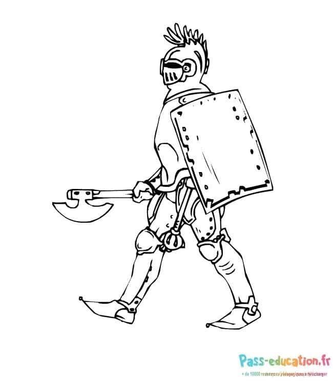Coloriage Chevalier prêt au combat à imprimer et colorier