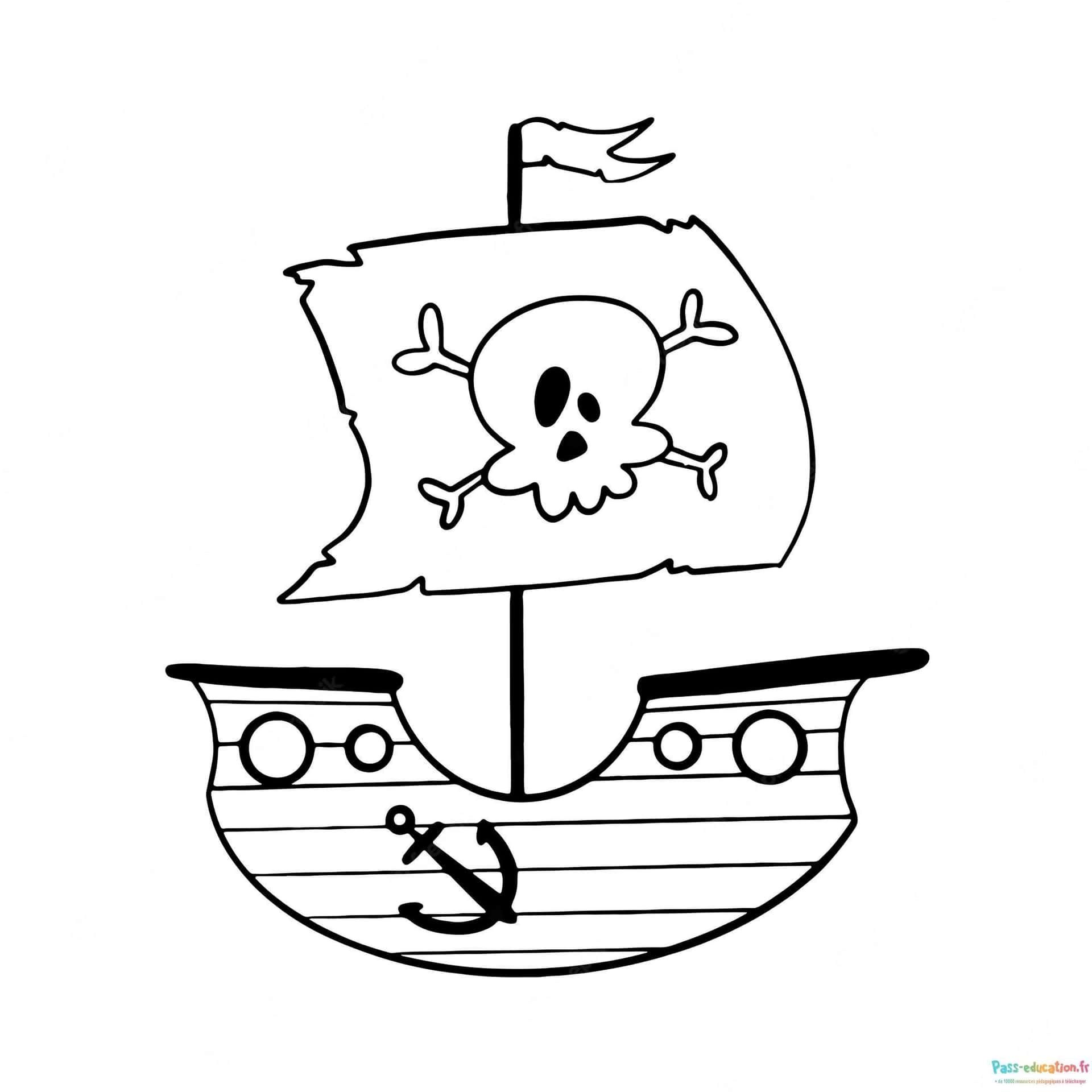 Coloriage Bateau pirate à imprimer et colorier