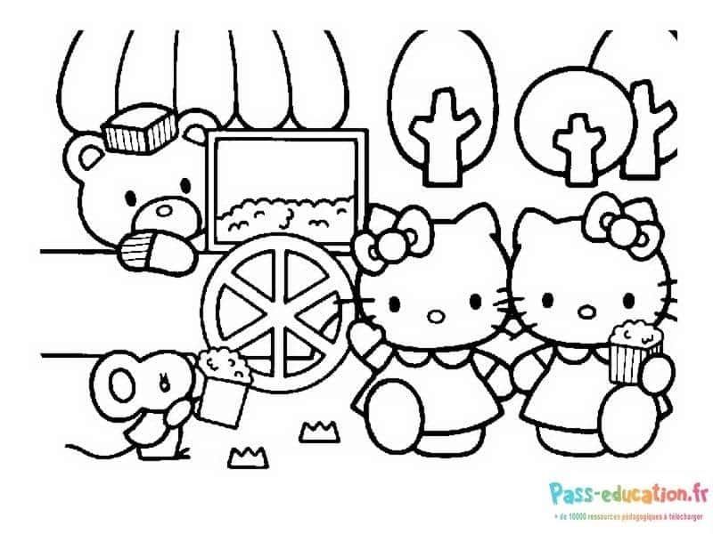 Coloriage Hello Kitty cinéma à imprimer et colorier