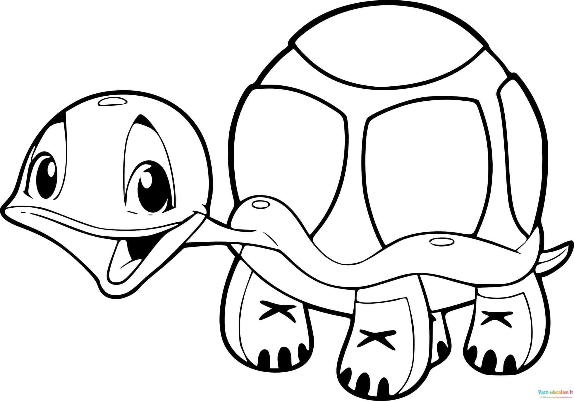 Coloriage Tortue souriante à imprimer et colorier
