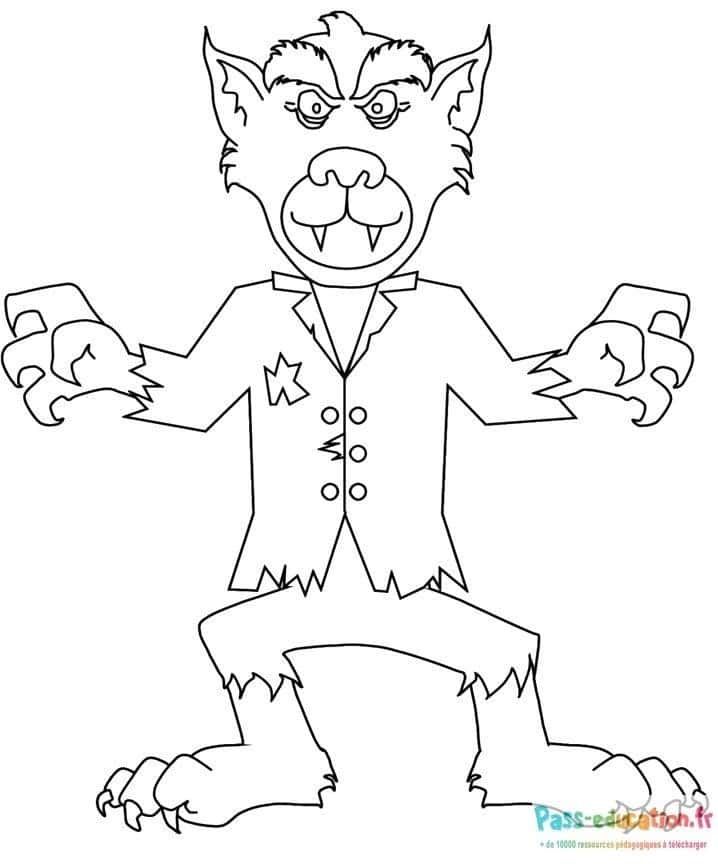 Coloriage Loup Garou élégant à imprimer et colorier