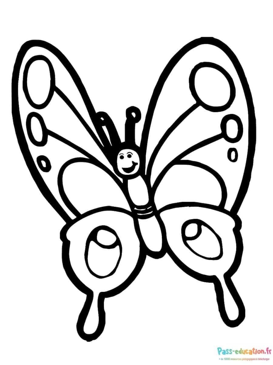 Coloriage Papillon souriant à imprimer et colorier