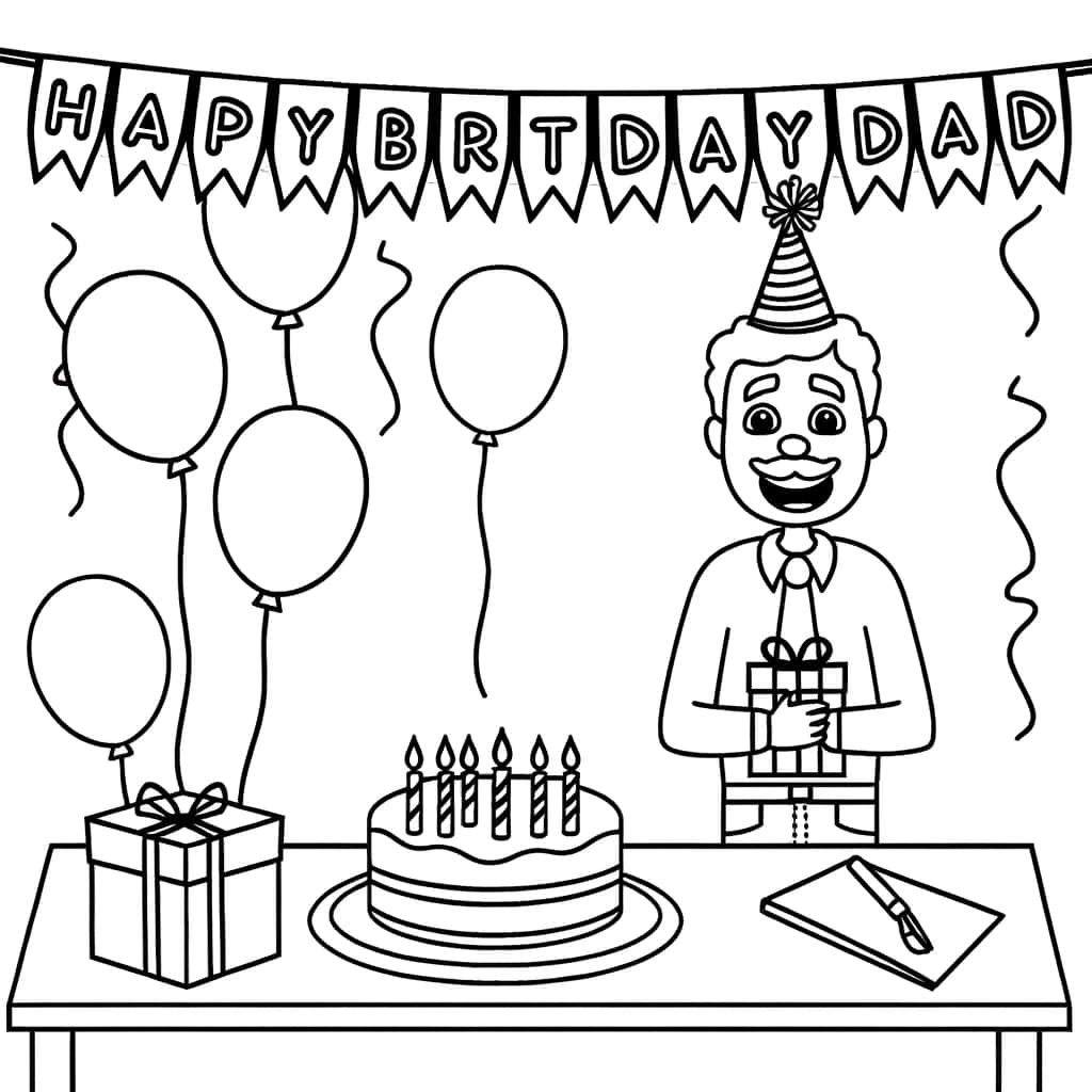 Coloriage Anniversaire Papa à imprimer et colorier