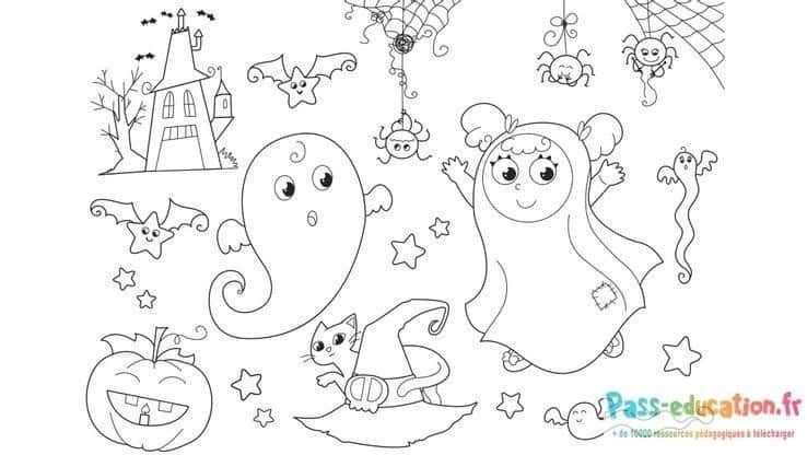 Coloriage Fantômes amusants à imprimer et colorier