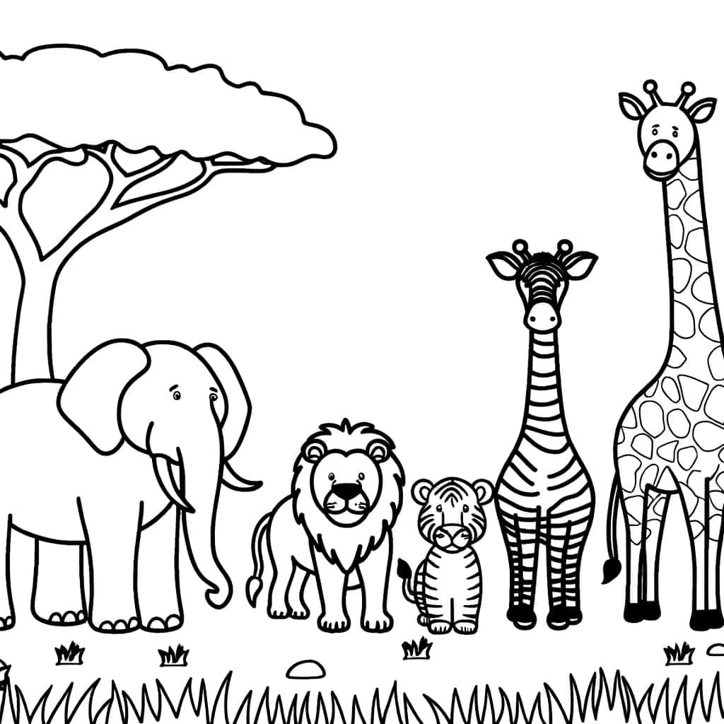 Coloriage Animaux africains à imprimer et colorier