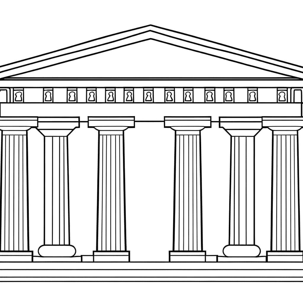 Coloriage Temple antique à imprimer et colorier