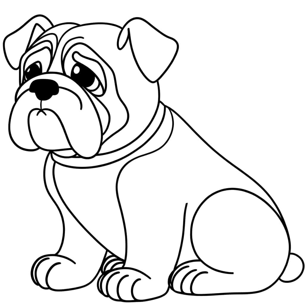 Coloriage Bouledogue attentif à imprimer et colorier