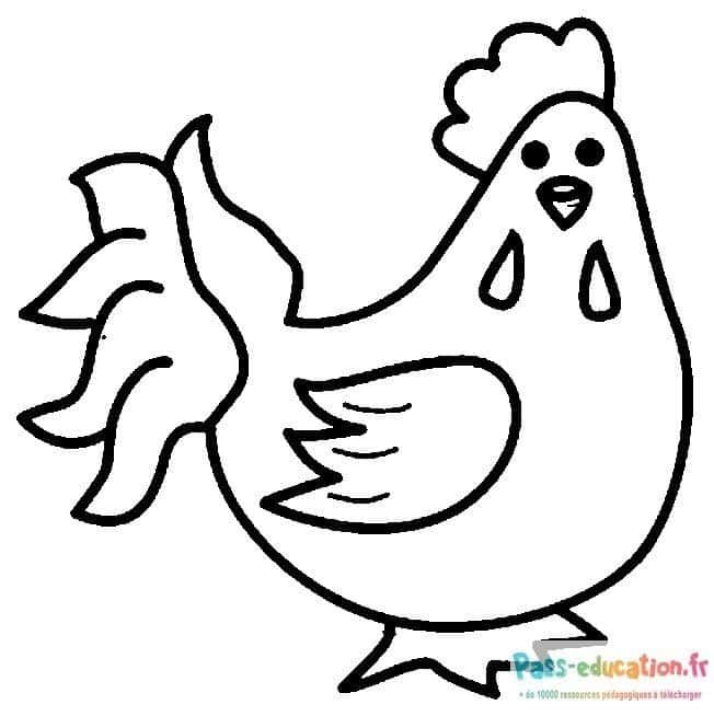 Coloriage Poule joyeuse à imprimer et colorier