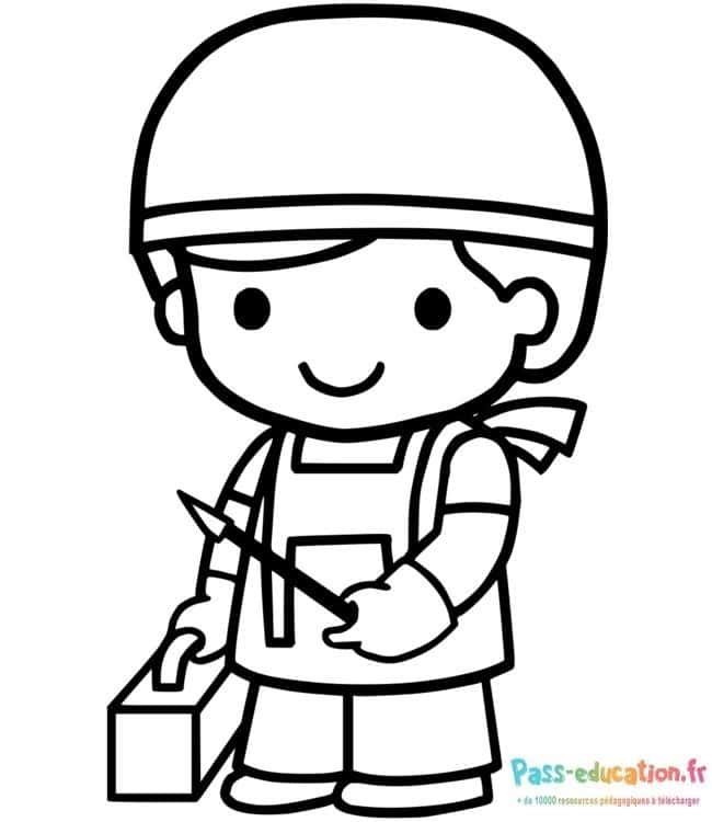 Coloriage Petit constructeur à imprimer et colorier