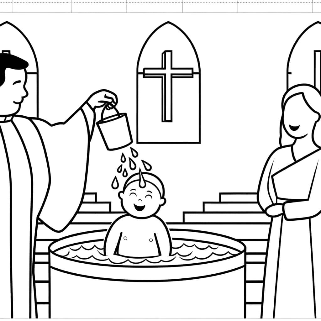 Coloriage Baptême chrétien à imprimer et colorier