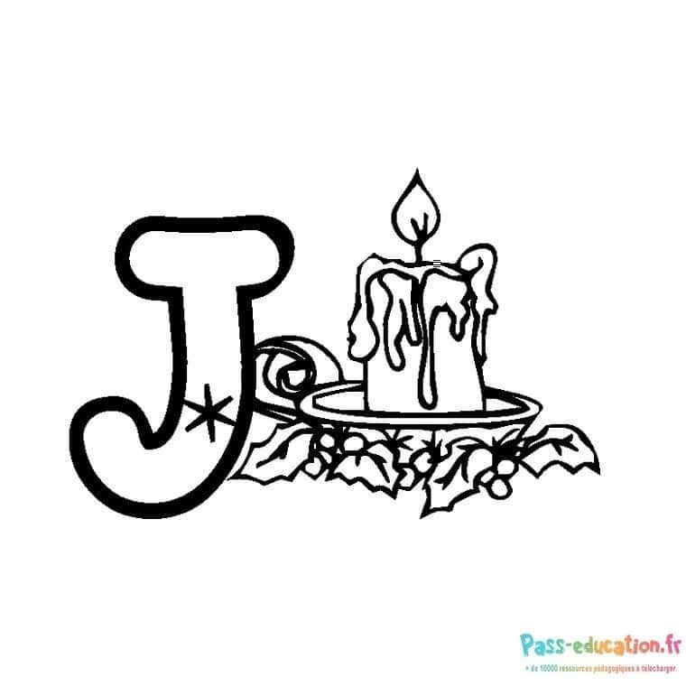 Coloriage Bougie et houx à imprimer et colorier