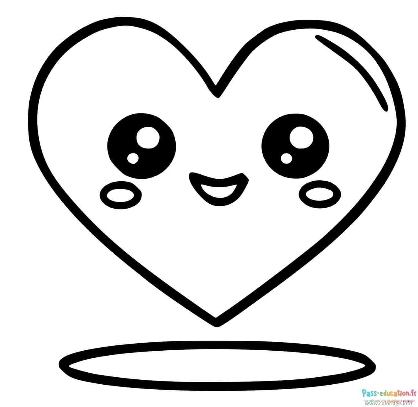 Coloriage Cœur joyeux à imprimer et colorier