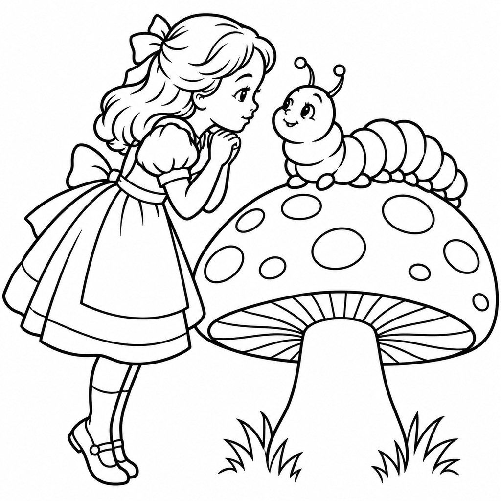 Coloriage Alice et la chenille à imprimer et colorier