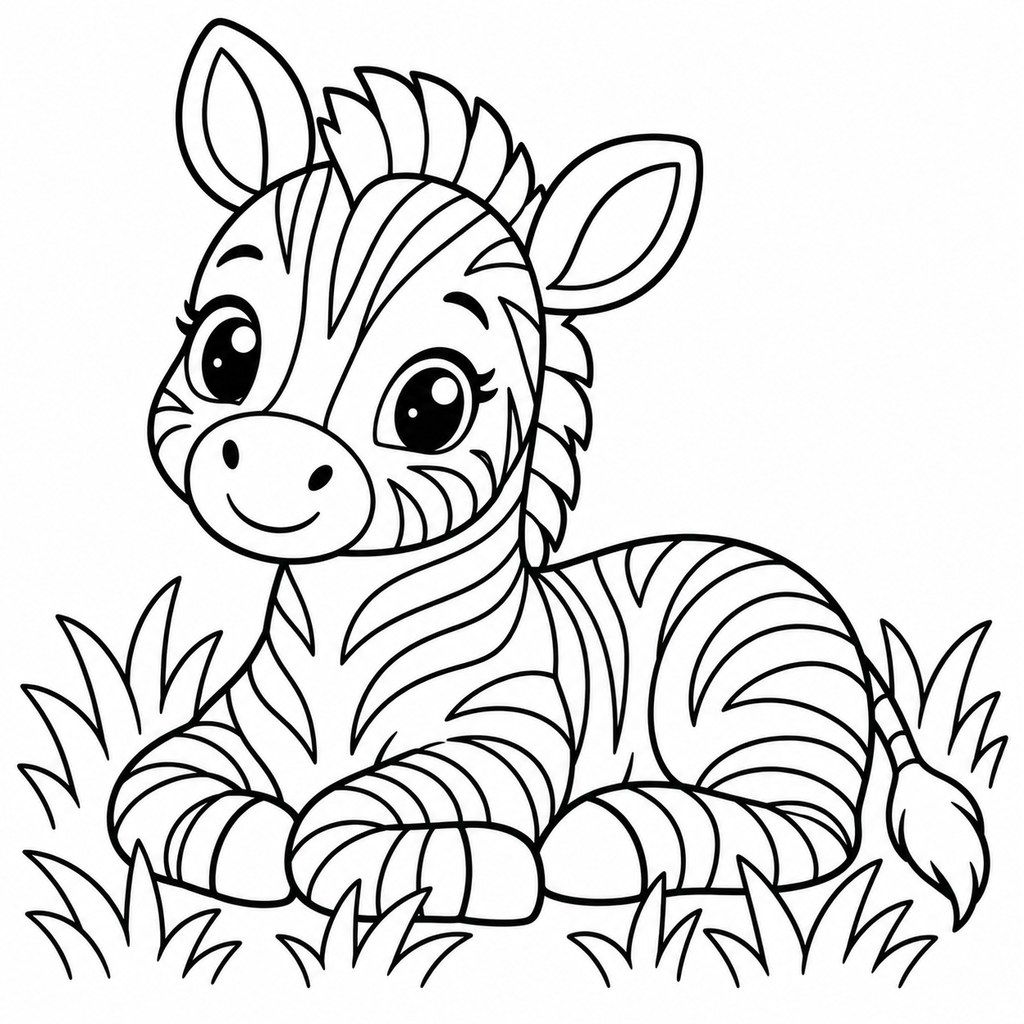Coloriage Bébé zèbre à imprimer et colorier