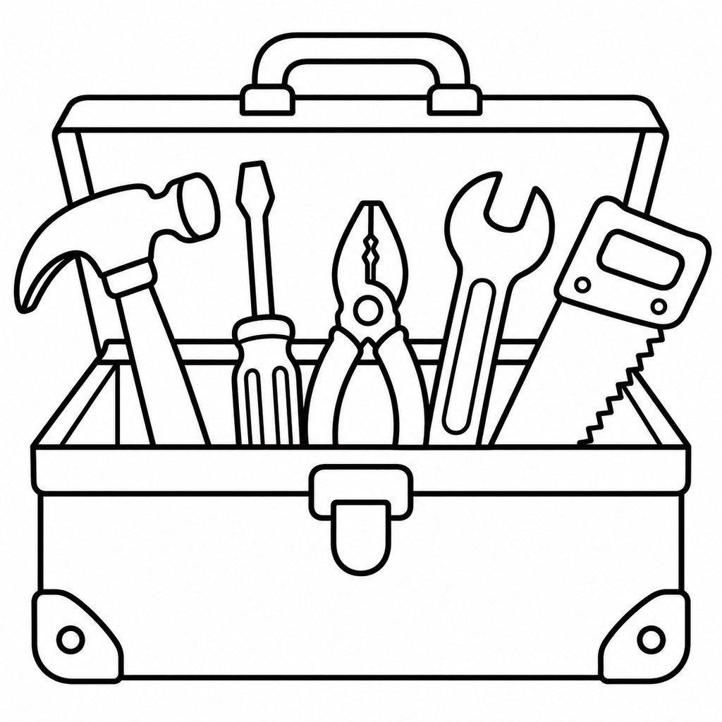 Coloriage Boîte à outils à imprimer et colorier