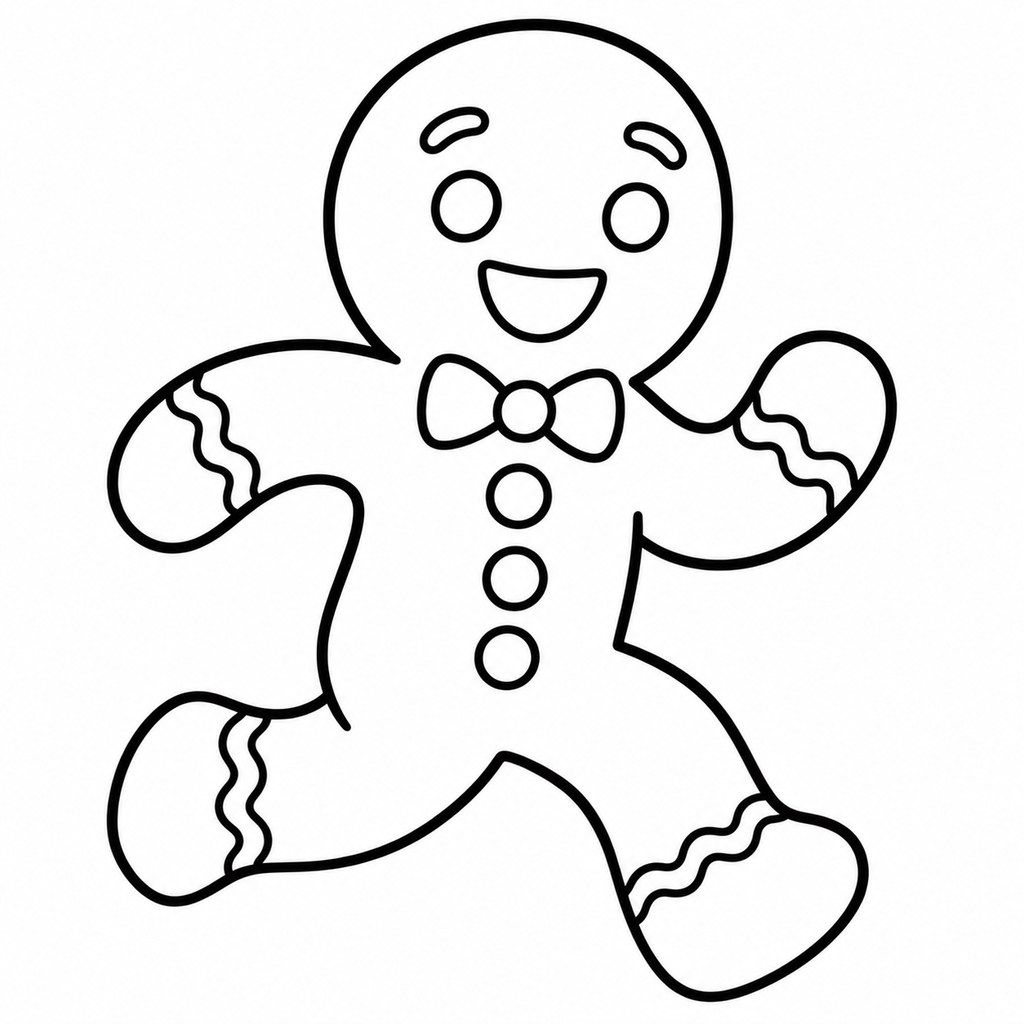 Coloriage Bonhomme en pain d'épice qui court à imprimer et colorier