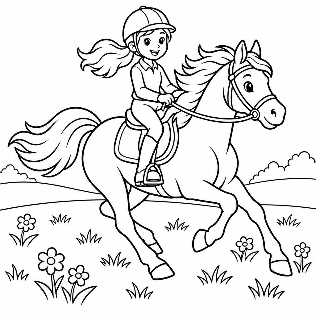 Coloriage Cavalier au galop à imprimer et colorier
