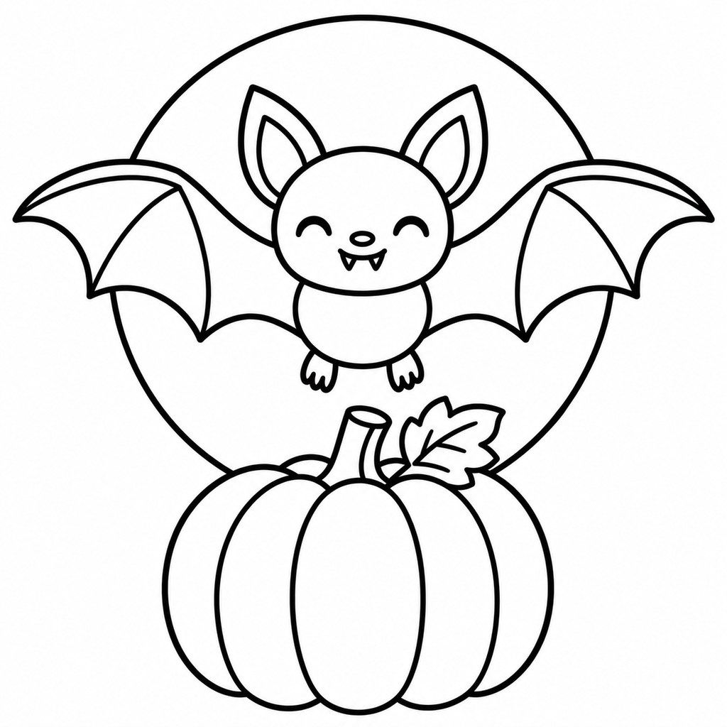 Coloriage Chauve-souris d'Halloween à imprimer et colorier