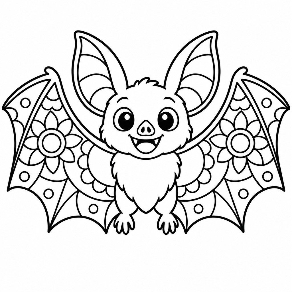 Coloriage Chauve-souris mandala à imprimer et colorier